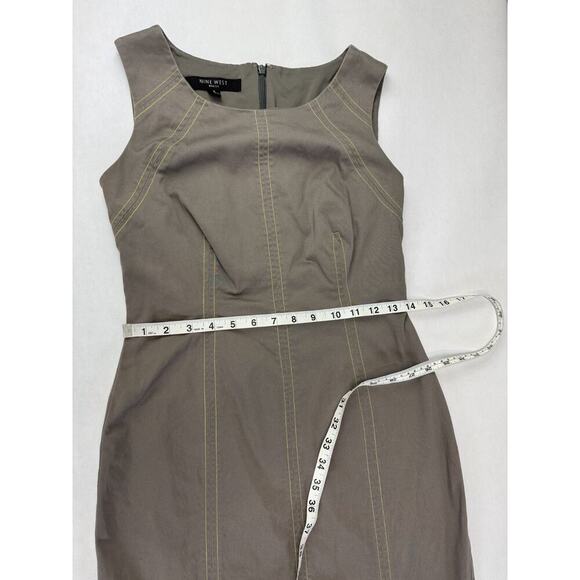 Nine West BodyCon Dress Neutral Boho Office Size 2 Brown Workwear Minimalist - Picture 7 of 8
